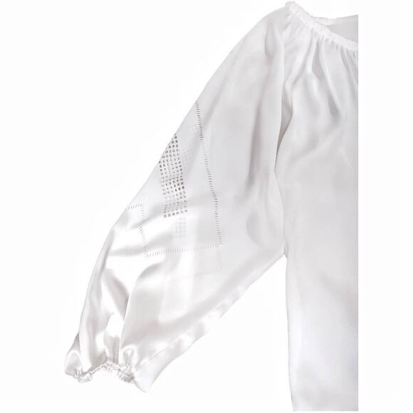 LOVE STITCH White Peasant Blouse Size S Boho Hippie South Western Simple Clean - Picture 5 of 10